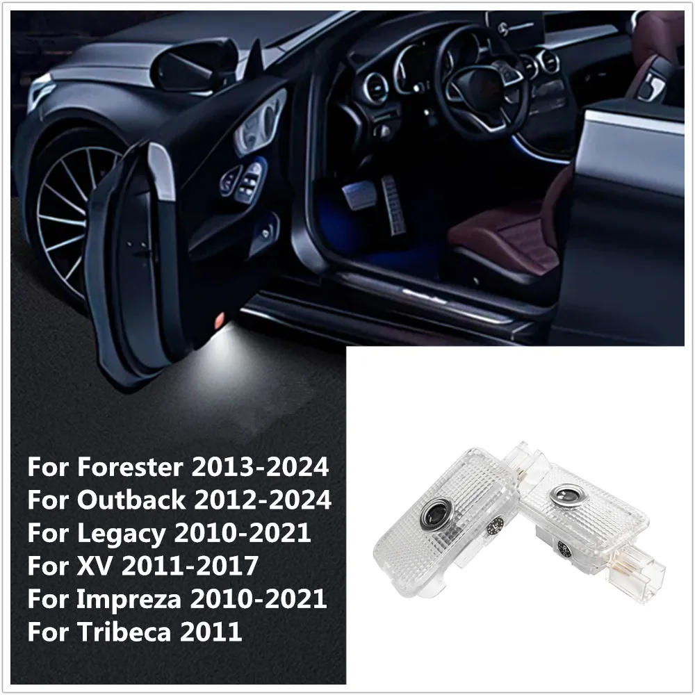 2X LED Car Door Projector Welcome Light Bulb Ghost Shadow Lamp Accessories For Subaru Forester Outback Legacy XV Impreza Tribeca