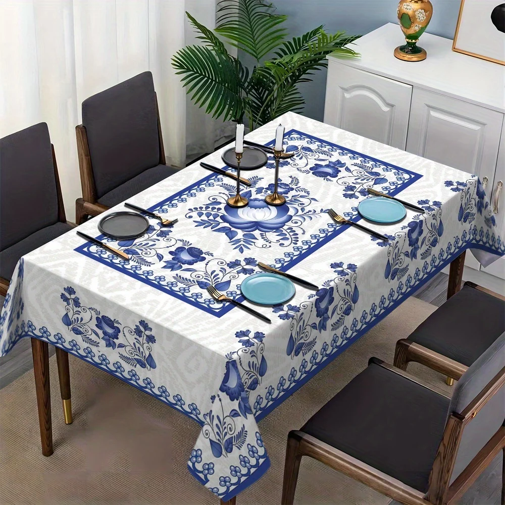 Country Style Square Tablecloth for Kitchen, Dining Room, Home Use, Holiday Party Decoration, TV Cabinet, Coffee Table view 2