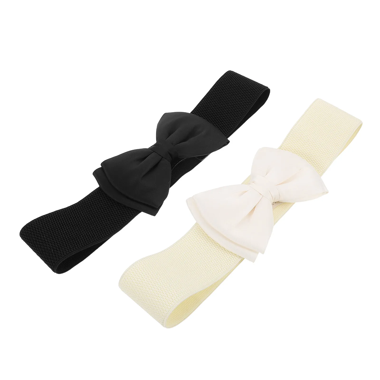 2Pcs Stretchy Kids Waist Belt with Soft Chiffon Bowknot Elastic Wide Adjustable Waistband for Girls Dresses Skirts Tunics