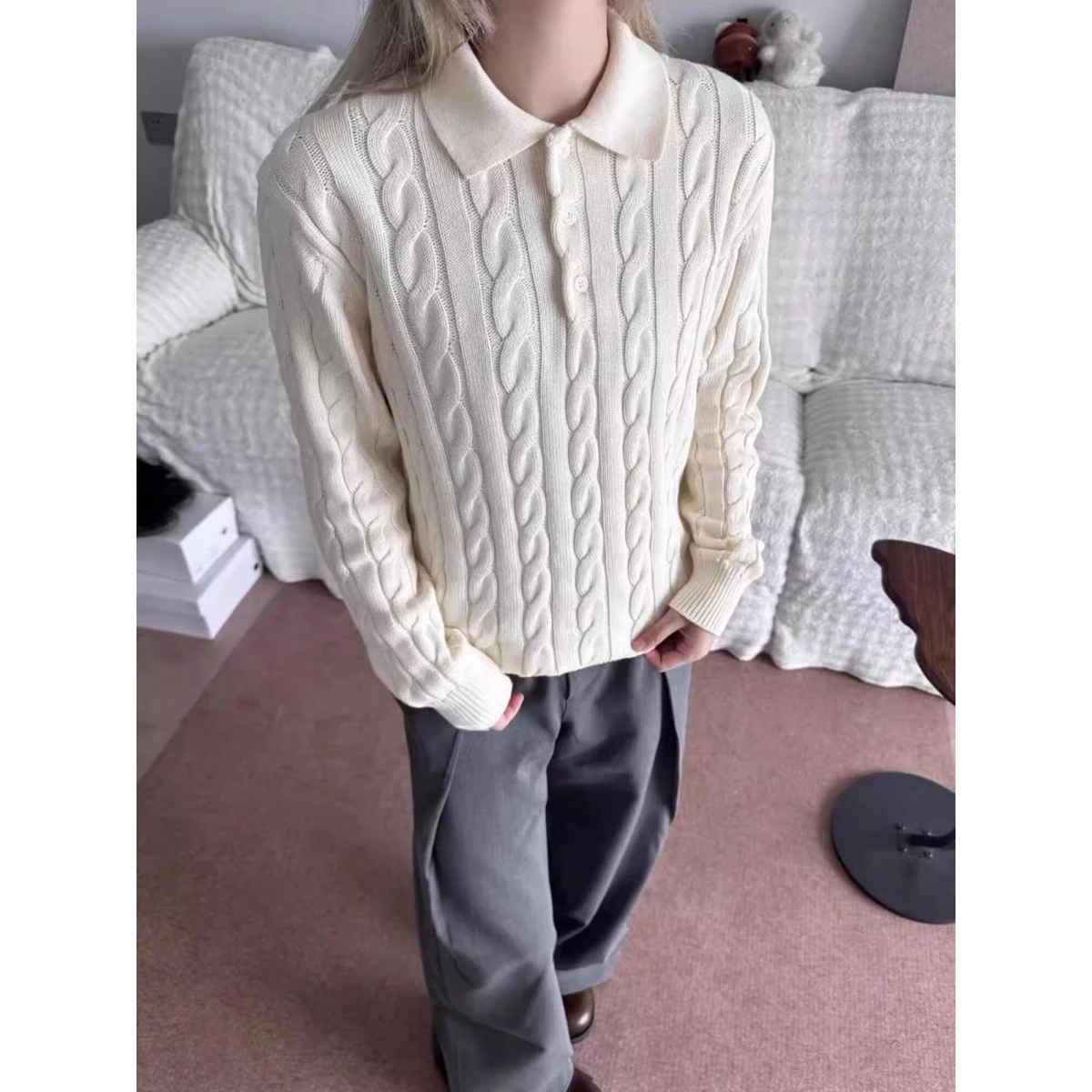 

Fall Winter V-Ne Knitted Cardigan Men's Color Casual Sle Loose Fit Long Sve Hooded Jaet Polyester Fiber