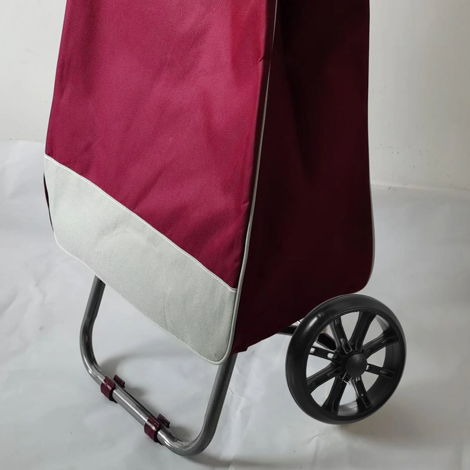 2 Pcs Folding Shopping Cart Rolling Wheels Replacement Wagon Heavy Duty Basket Plastic Pu Grocery