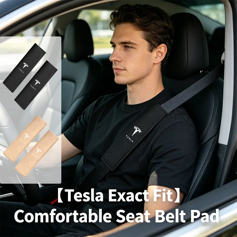 

For Tesla Model Y Juniper Model 3 Interior 2026 Accessories Car Seat Safety Belts Shoulder Cover Suede Soft Pad Suede Soft Pad