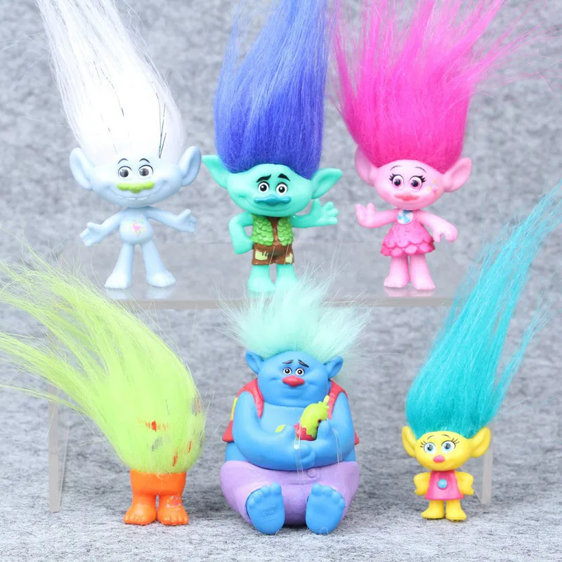 

6pcs/set Gift Bag Package Dreamworks Movie Trolls Poppy Branch Critter Skitter Boards PVC Action Figures Toys