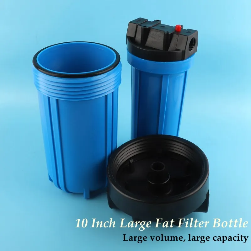 Blue 10 Inch Large Fat Filter Bottle 1 inch 1.5 inch Large Diameter Large Flow Filter Cartridge Whole House Filter Bottle