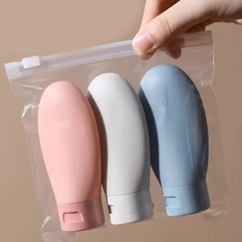 3pcs Nordic Style PE Hose Dispensing Bottle, Portable Hotel Shampoo, Shower Gel, Travel Squeeze Lotion Dispensing Kit