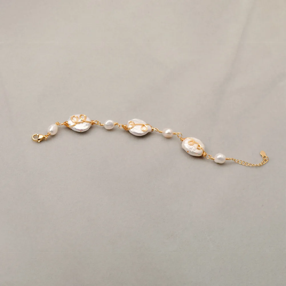 Baroque freshwater pearl advanced bracelet french design vibe hand accessory