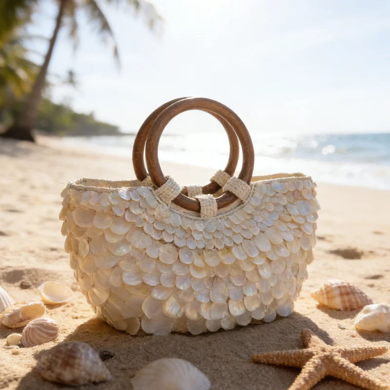 

Роскошная сумка-ракушка ручной работы, соломенная тканая сумка, сумка-ведро с вышивкой в виде ракушки, сумка-ведро с деревянной ручкой, вечерний клатч