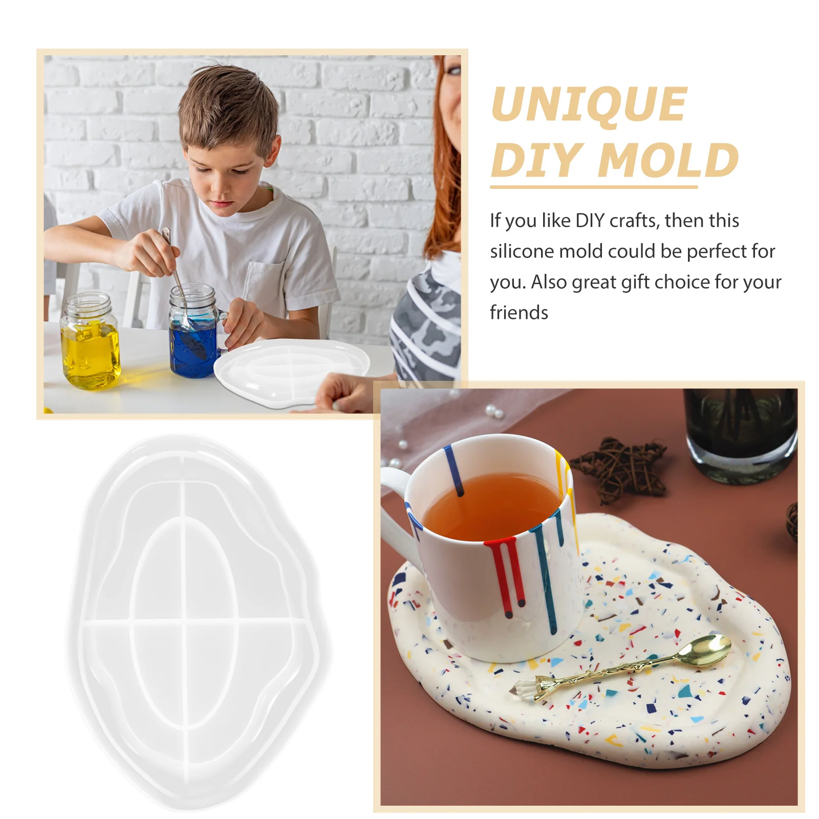 

Decoration Cloud Plate Mold Silicone for Resin Tray Epoxy Molds Craft White Oval