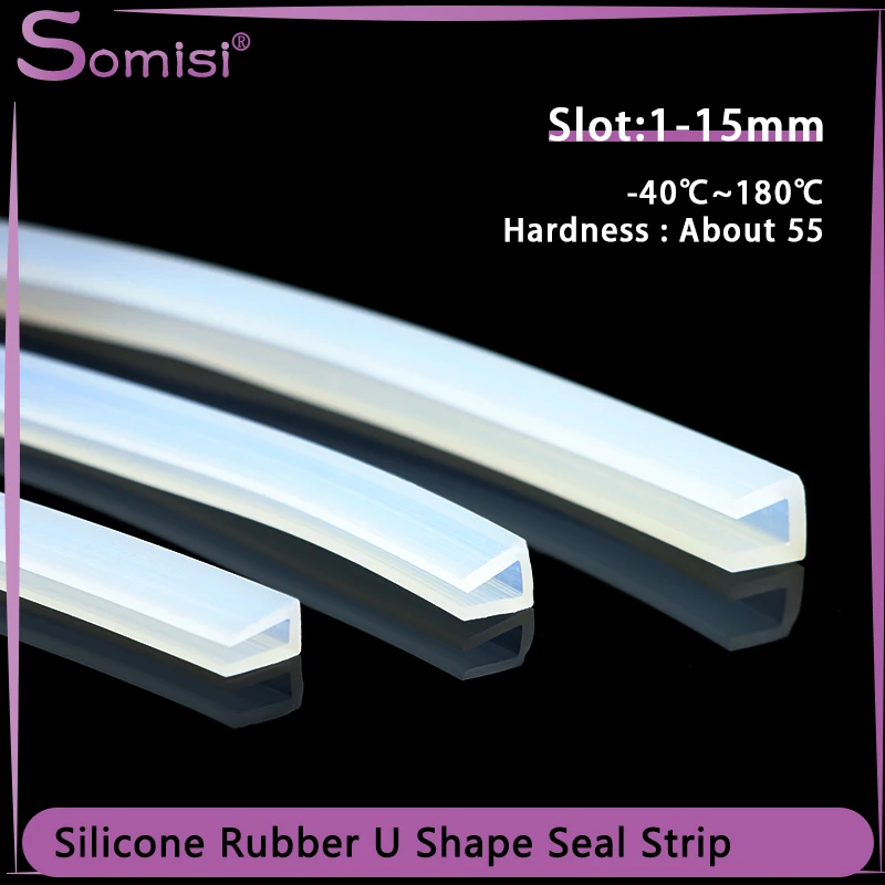 

1M Silicone Rubber U Shape Seal Strip Solid Gasket Soft Window Car Door Shower Frameless Glass Edge Protection Strips