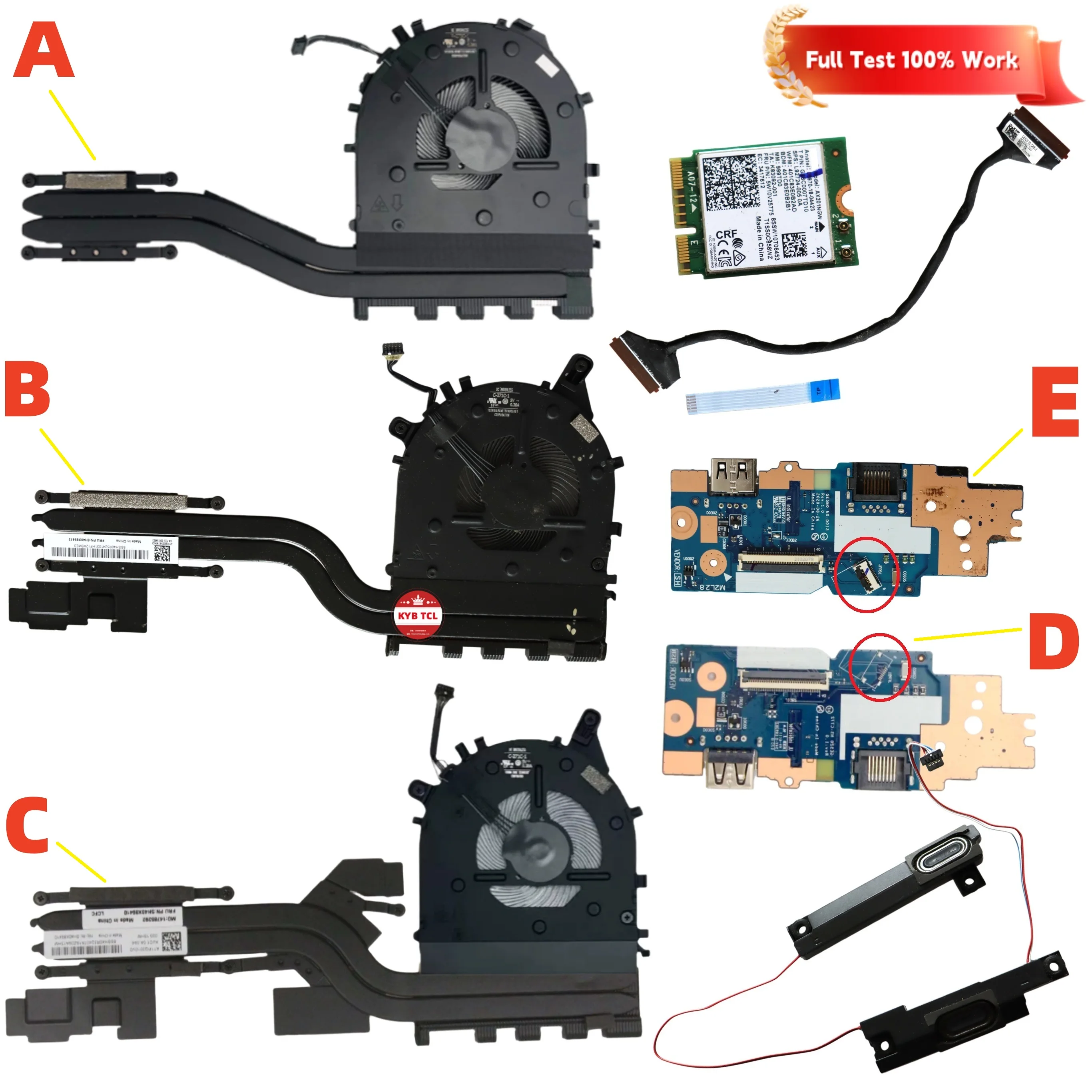 AX201NGW L92724-005 PK23000SMC0 DC020027J10 00 20 AT1PQ0020W0 Для Lenovo ThinkPad E15 Gen 2: радиатор с вентилятором или динамиками, кнопка питания, Ethernet, USB-плата или карта Wi-Fi/Bluetooth NS-C772 NS-D013