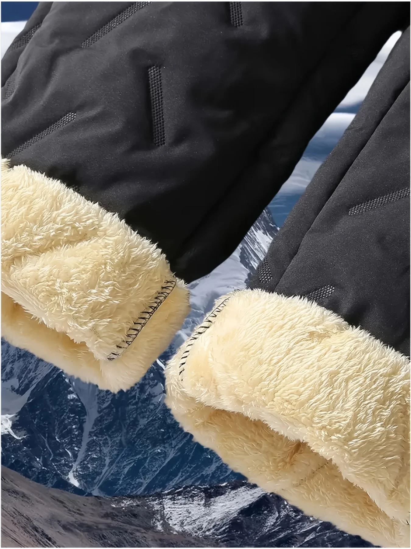 Herren-Winter-Wanderhose-Set, verdickt, kältebeständig, warm, Plüsch, mit Fleece gefüttert, zweiteilige Outdoor-Hose für kaltes Wetter – Detail 5