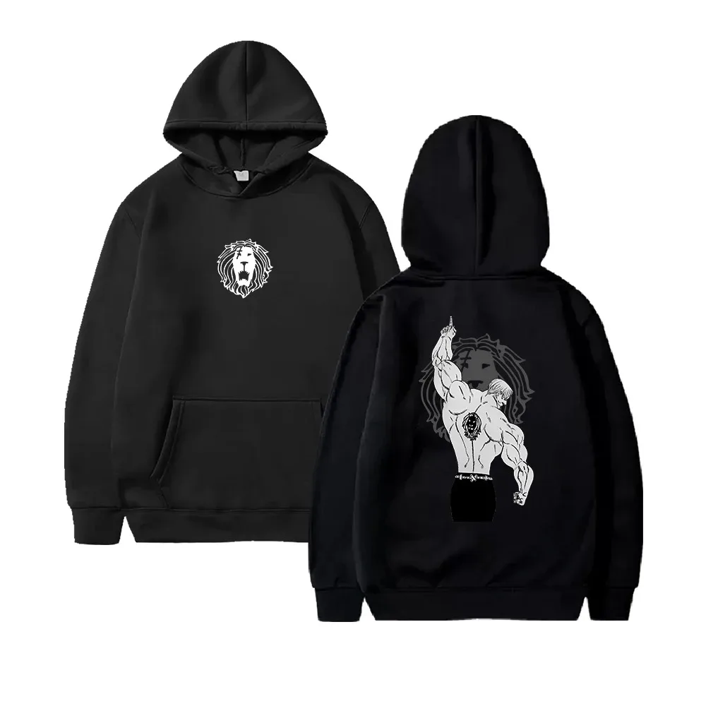 حار أنيمي الخطايا السبع المميتة Escanor الجرافيك مقنعين الرجال عادية فضفاض هوديس مانغا البلوز الشارع الشهير حجم كبير فضفاض #1