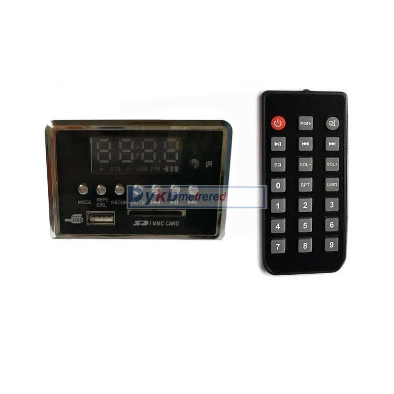 Bluetooth 5.0 MP3 WAV decoder board Audio USB music player display FM radio AUX recording W  Remote control for POWER Amplifier