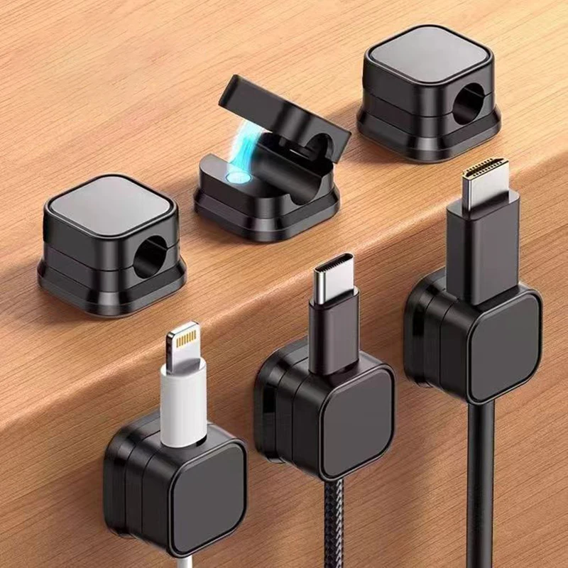 Magnetic Cable Clips Cable Smooth Adjustable Cord Holder Under Desk Cable Management Wire Keeper Cable Organizer Holder 1/3/6PC