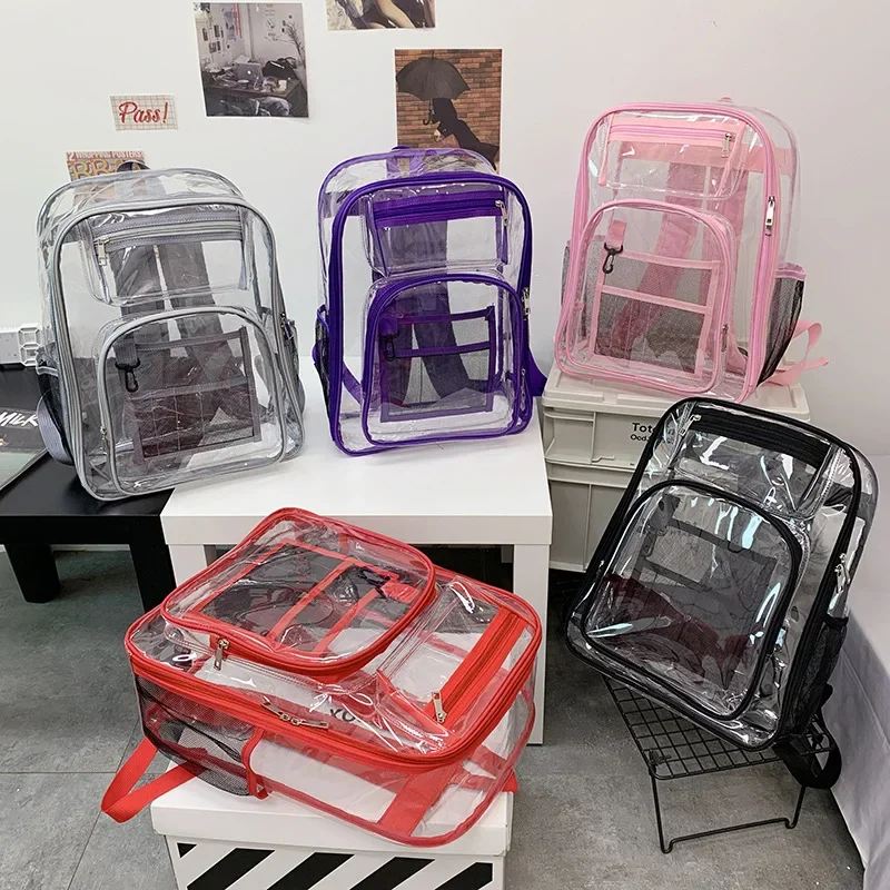 Sac à dos transparent en PVC de grande capacité, adapté aux voyages en plein air et aux études, mode simple, nouveau, 2025