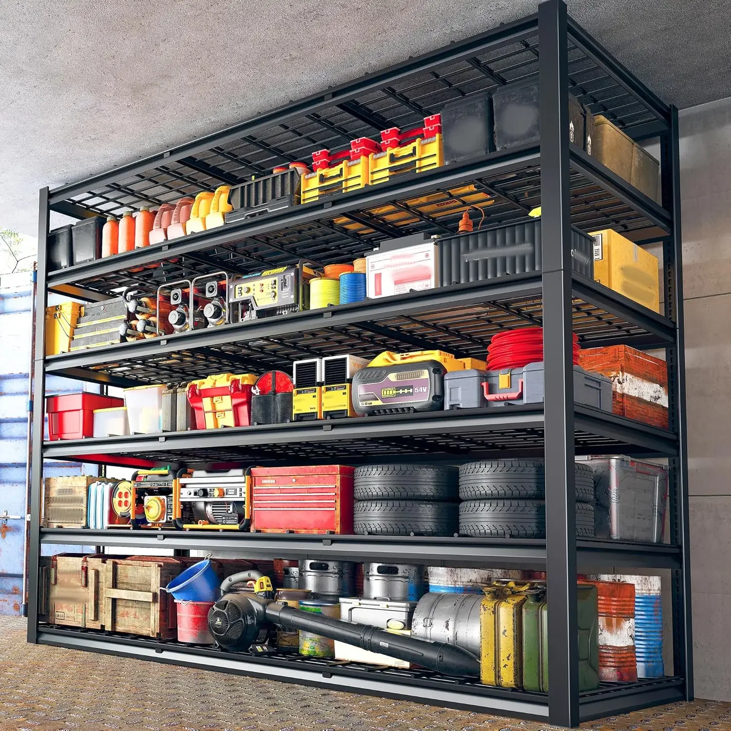 

60" W Garage Shelving 3500LBS Storage Shelves, 6 Tier Metal Shelves Adjustable Shelving Units and Storage Rack