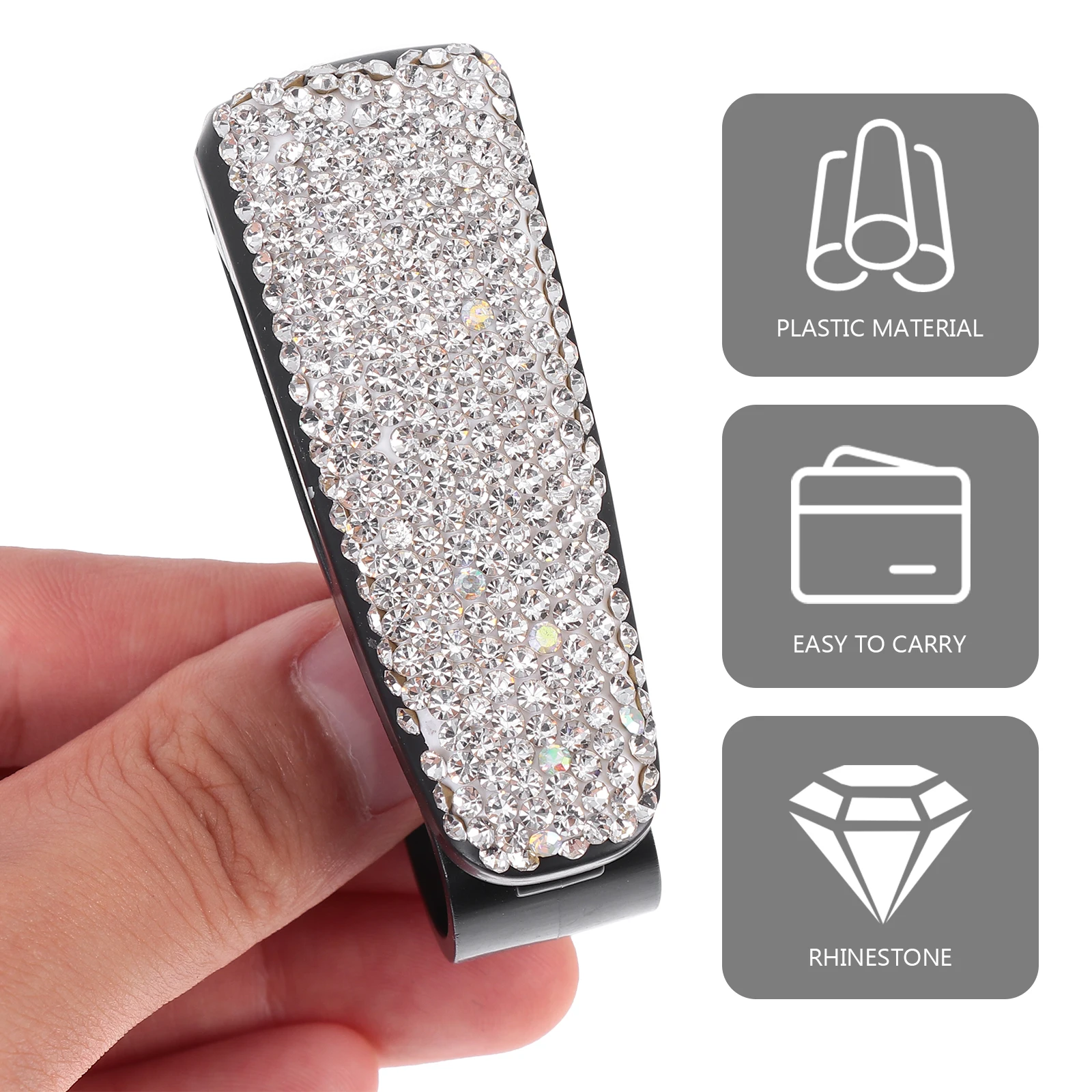 

2Pcs Sunglasses Holder Clip for Car Visor Diamond Rhinestones Plastic Windscreen Shade Eyeglasses Hanger Glasses Clips Auto