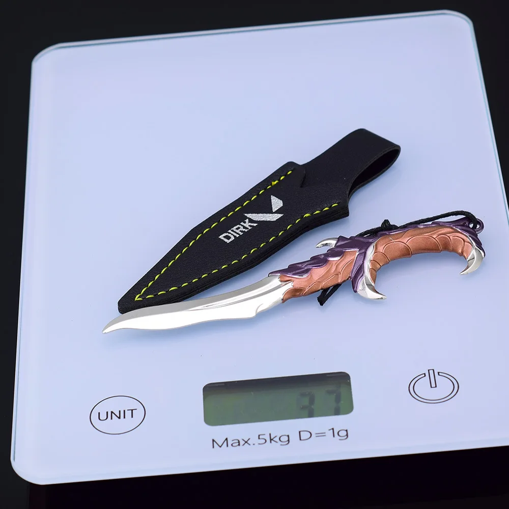 12cm Valorant Game Peripheral Keychain Skin Melee Reaver Karambit Knife Uncut Safe Alloy Weapon Model Cosplay Knife Holster Gift