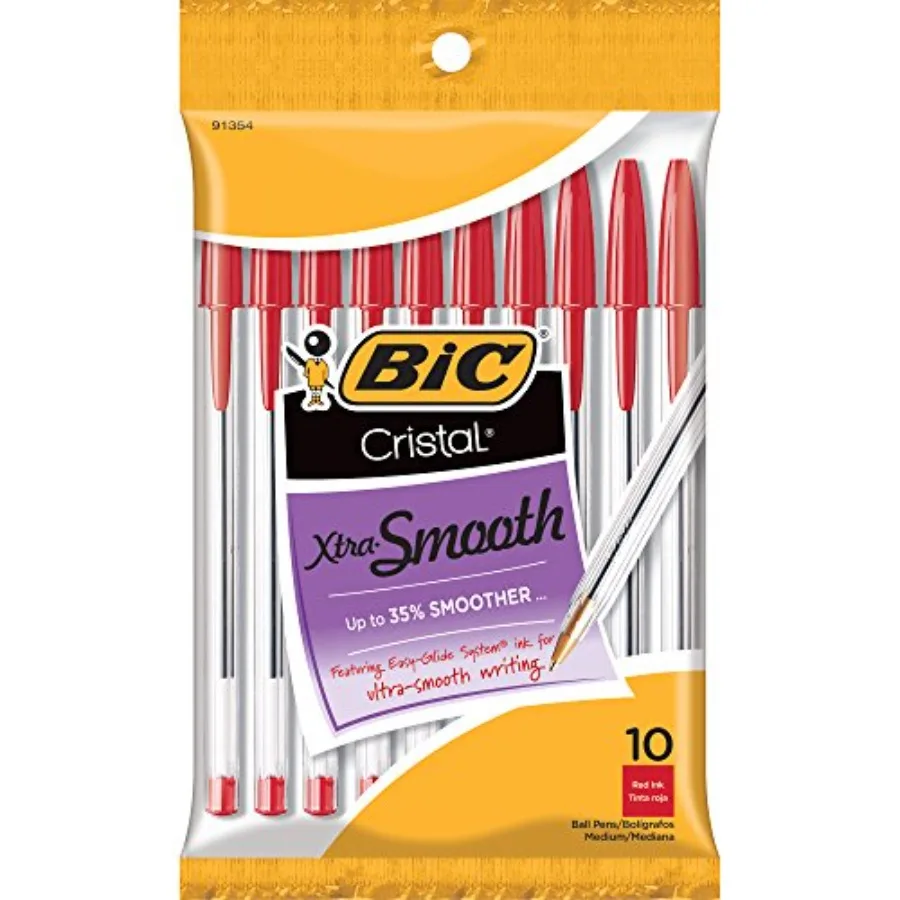 

Cristal Xtra Smooth Ballpoint Pen, Medium Point 1.0mm,Red, 10-Count