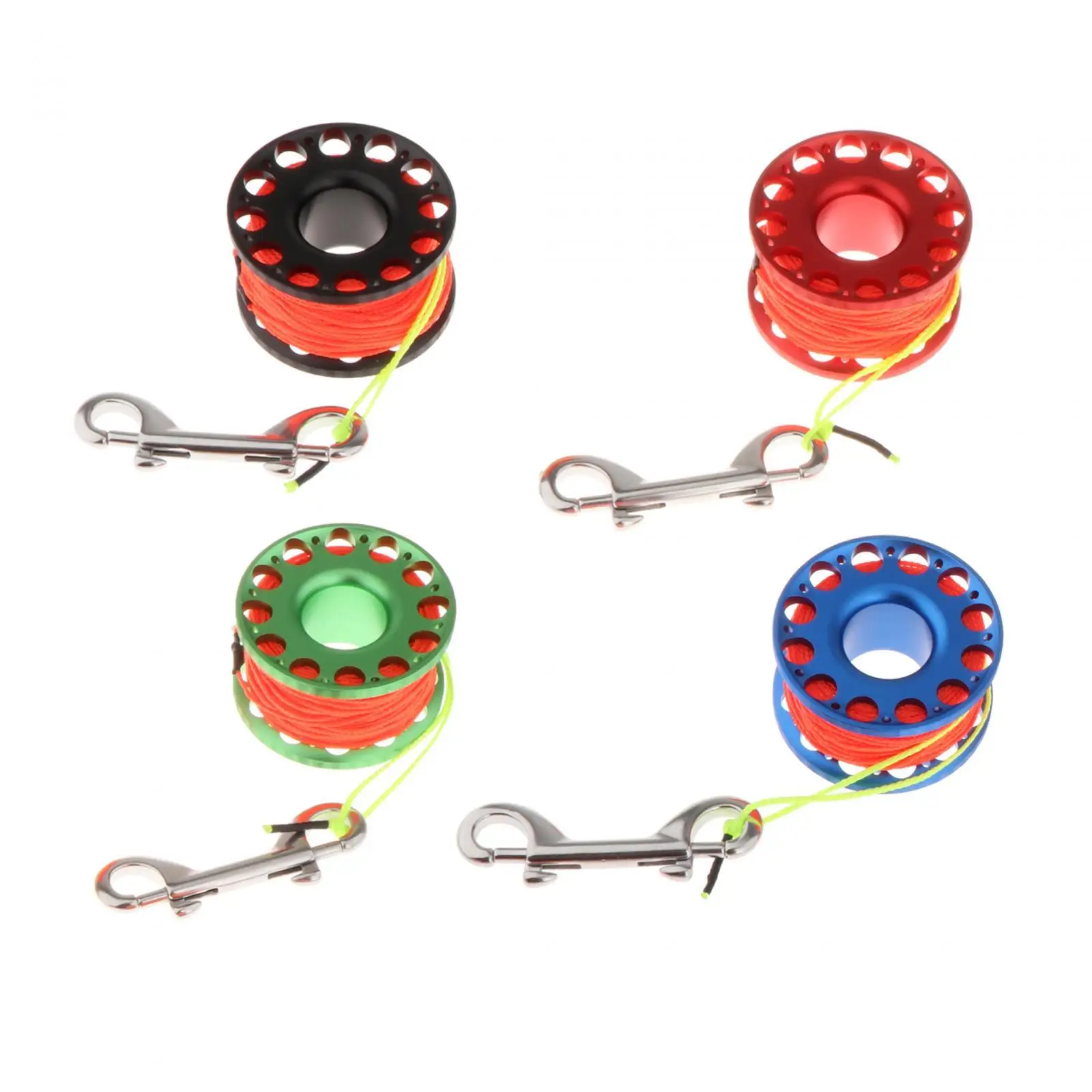 Scuba Diving Reel Large Center Hole with Double Ended Bolt Snap Clip for Freediving Underwater Diving Snorkeling Accessories