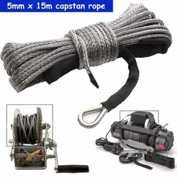 15M 7700LBS Winch Rope High Quality Synthetic Winch Line Cable Rope Tow Cord With 50 Cm Nylon Sheath Gray Maintenance String