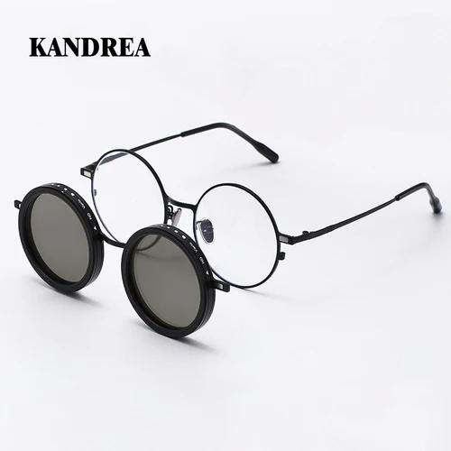 Imagen 1 del producto KANDREA 2 en 1 gafas de sol redondas giratorias ajustables que cambian de Color gafas polarizadas UV400 gafas de sol antiultravioleta 25099