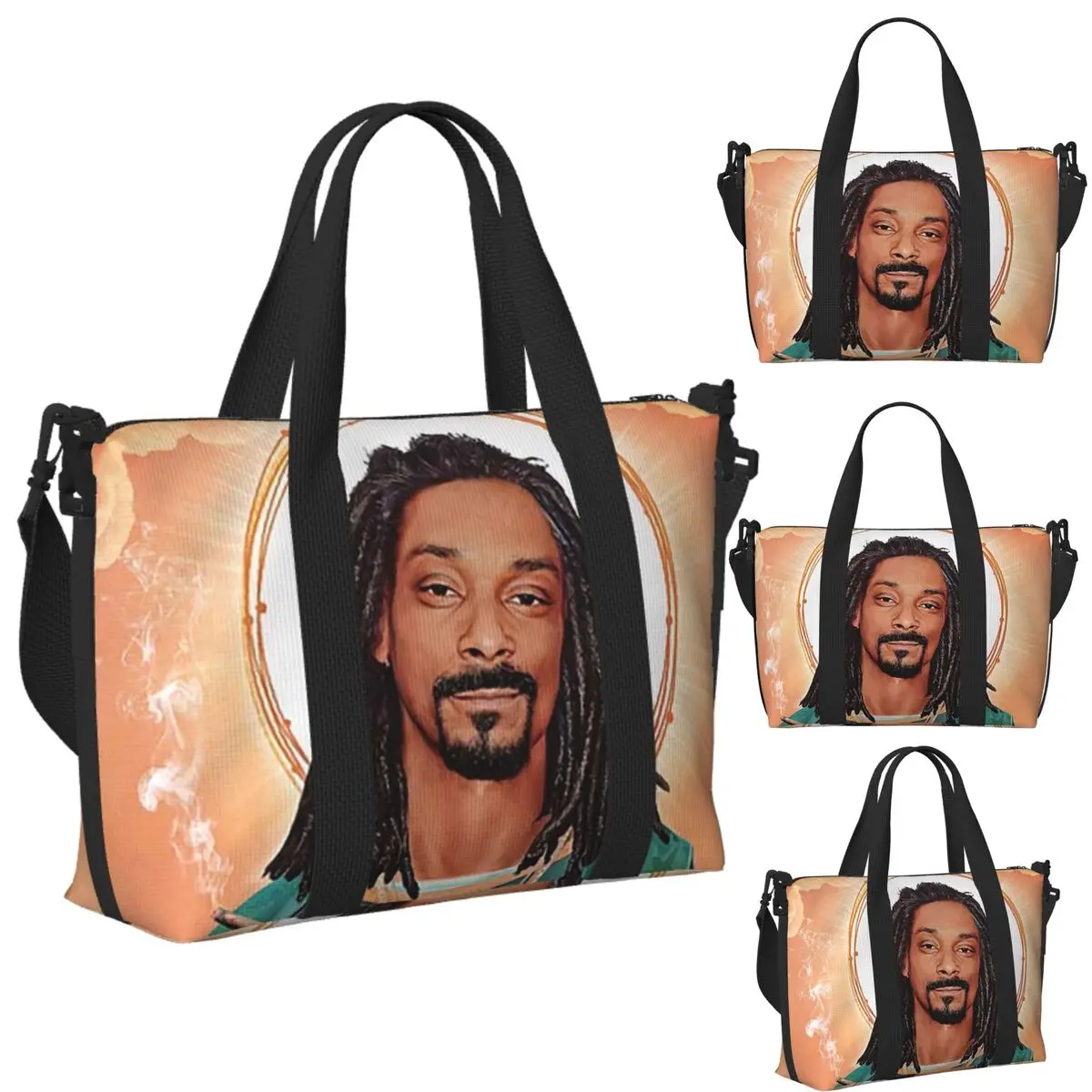 

Custom Snoop Dogg Goes Jesus Beach Travel Bag Large Capacity Tote Bags for Gym Sport Women Shopping Duffle Shoulder Bag