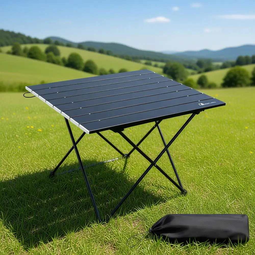 

Ultralight Folding Camping Table - Compact, Portable with Carry Bag, Ideal for Outdoor Cooking, Picnics, Camping, and Travel (Bl