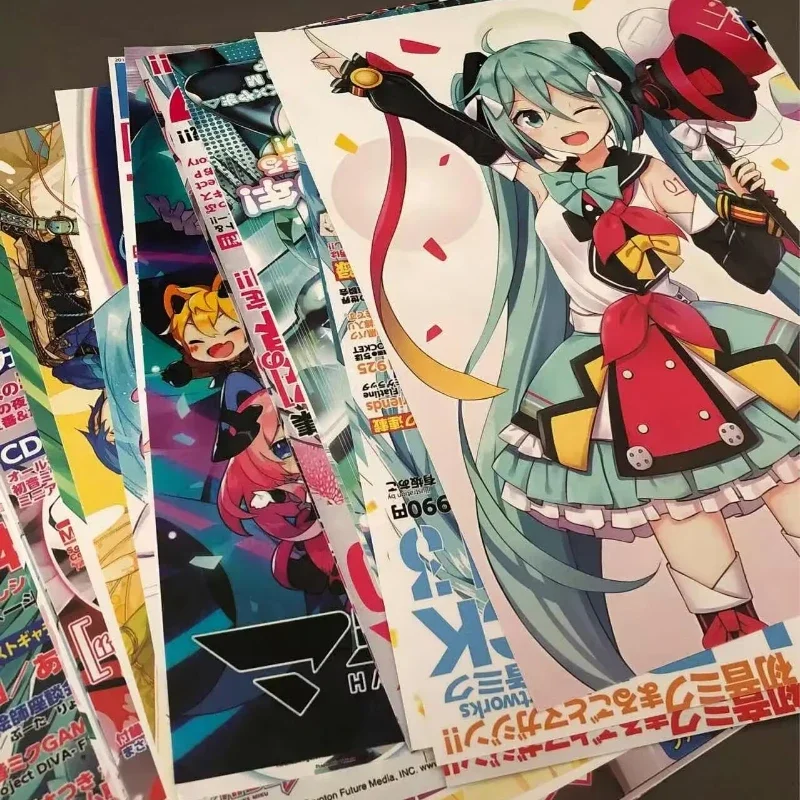 20Pcs/Set Anime Mix Posters Walls Stickers Kawaii Hatsune Miku Magazine Poster Room Decoration Painting Wall Sticker Wallpaper