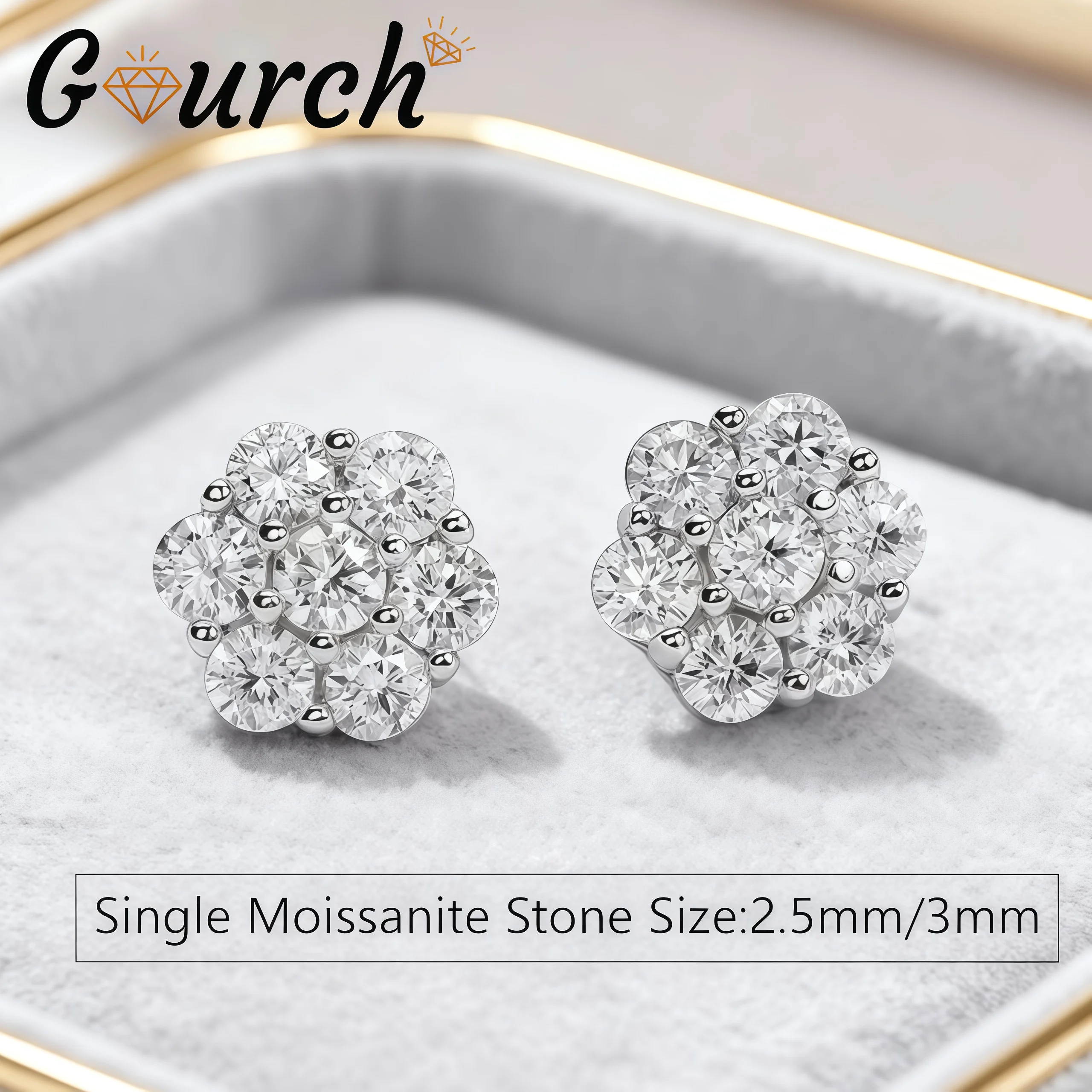 

Серьги-гвоздики с муассанитом Gourch 0,84 карата 1,4 карата, белое золото 18 карат, стерлинговое серебро VVS1, круглые серьги-гвоздики с бриллиантами в лаборатории для женщин