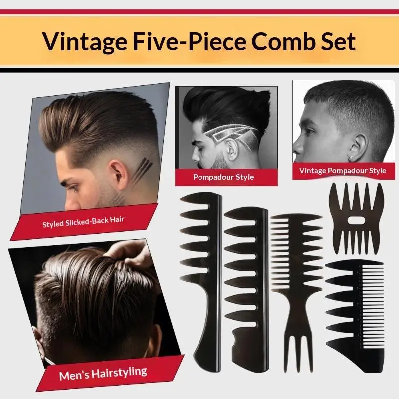 Men's Pocket Hair Grooming Comb Set 1-5PCS Wide Tooth Comb Hair Pick Ideal for Daily Carry Business Trip Use