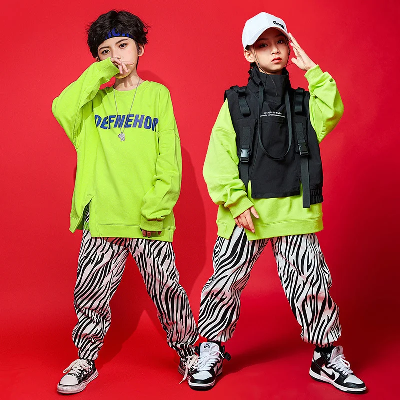 61ประสิทธิภาพเสื้อผ้า Hip Hop เด็ก Hip-Hop Dance ชุด Boys Spotted กางเกง Girls Jazz Dance เสื้อผ้าเด็ก 'S Hiphop