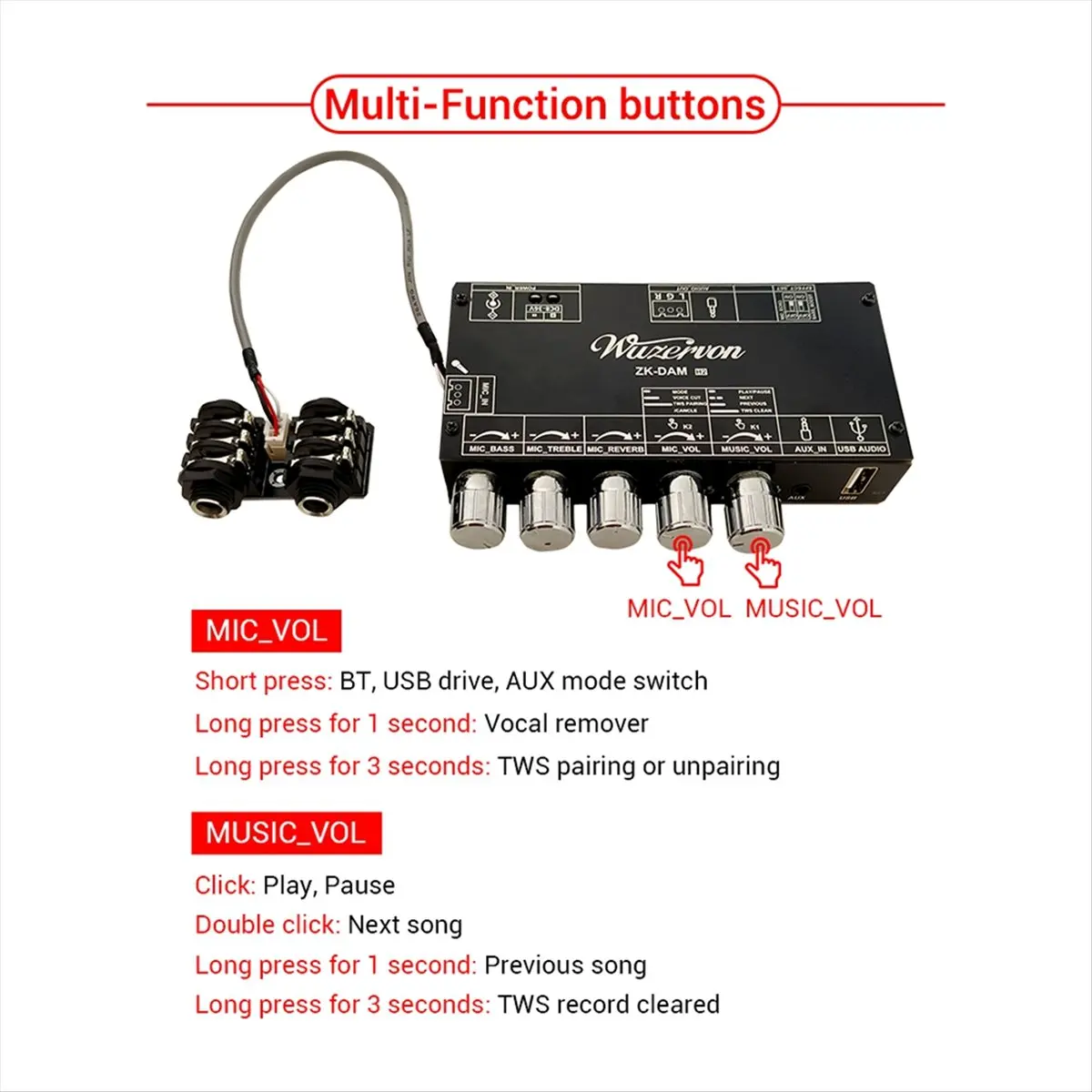 A49T DAM H2 Karaoke Reverb Board Pre-Effects Mic Microphone Karaoke with Bluetooth USB Decoding Support Pair Connection A