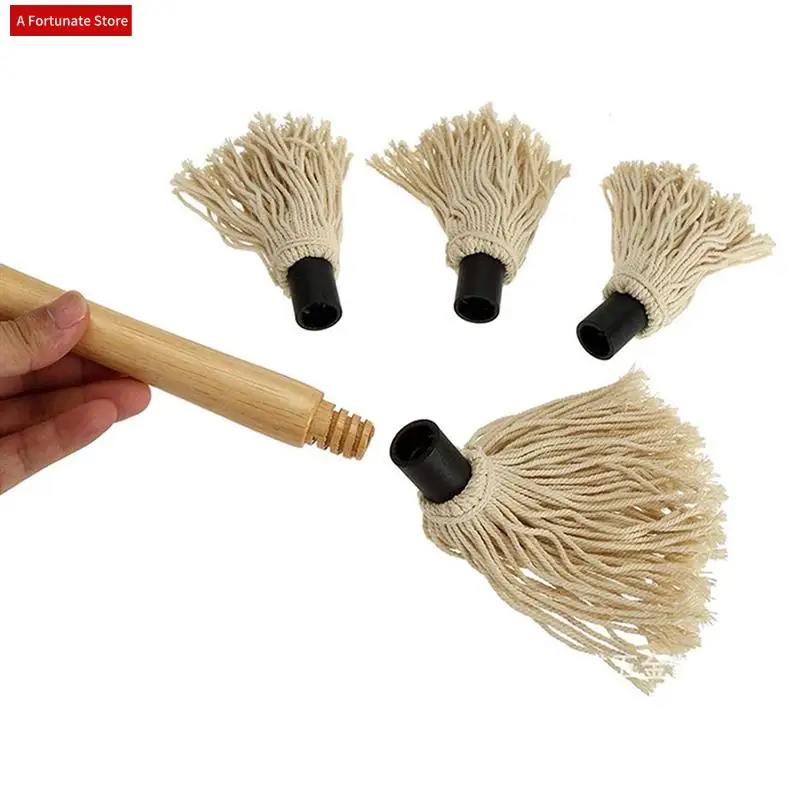 2 Pack Grilling Basting Mop, BBQ Sauce Basting Mops & Brushes With Wooden Long Handle And 6 Extra Replacement Parts