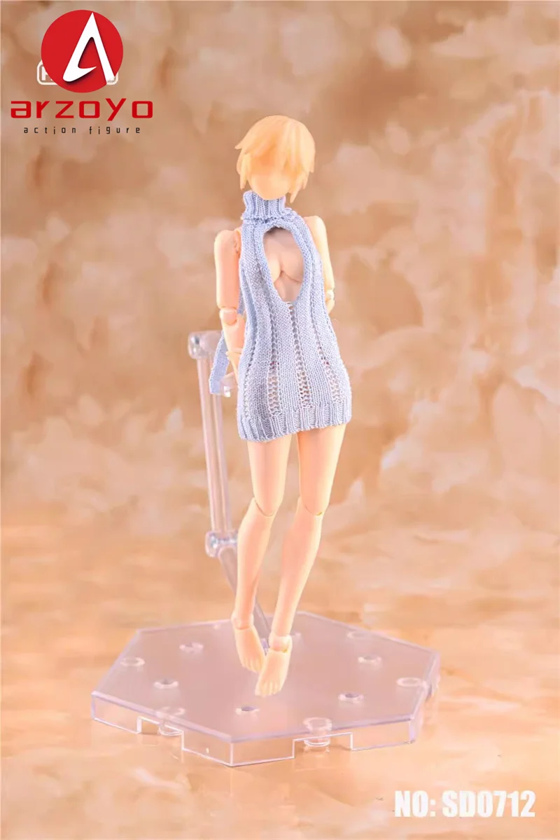 HASUKI SD06 SD07 1/12 Scale Female Soldier Backless Hip Hugging Handmade Knitted Sweater Dress For 6in Action Figure Toy