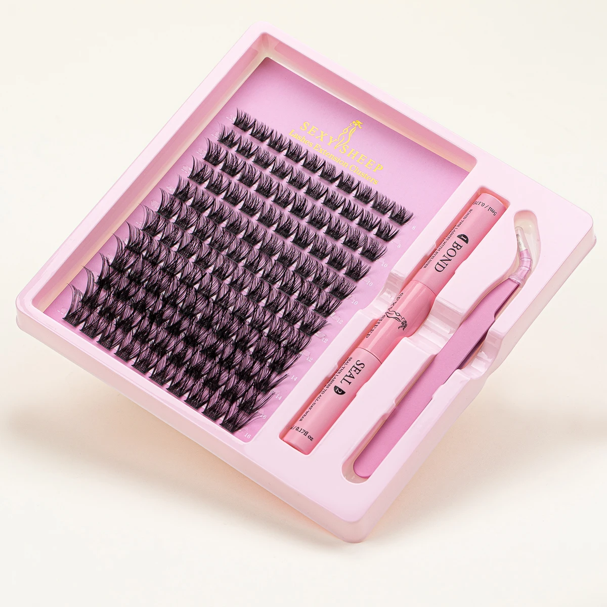 DIY Eyelash Clusters Kit Lash Extensions Lashes Clusters with Lash Bond & Seal Lash แหนบ Eyelashs Extension
