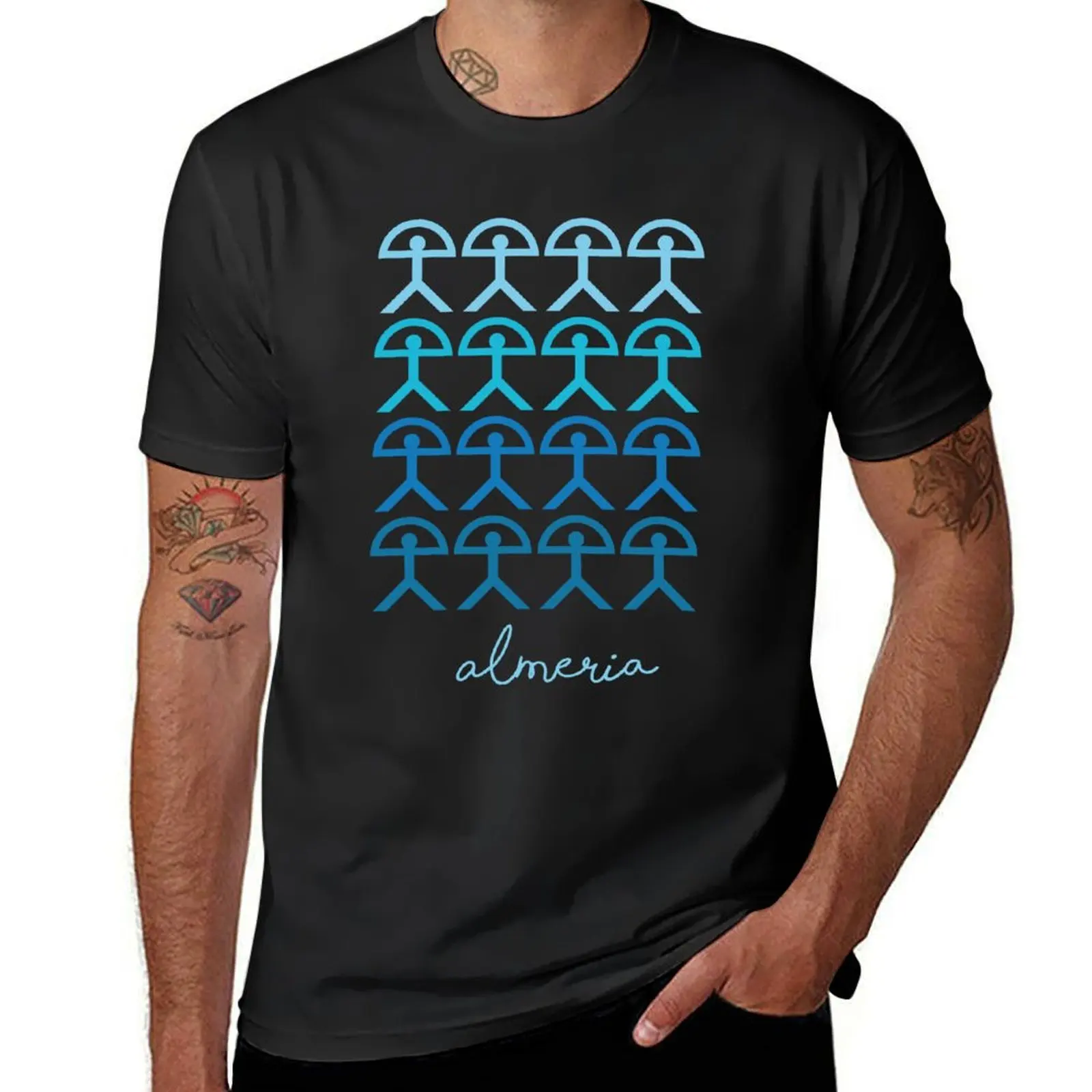 INDALO - BLEU - ALMERIA - POSTER ALMERIA SPAIN CITY TOURISM T-Shirt surdimensionné garçons blancs T-shirt en coton pour hommes