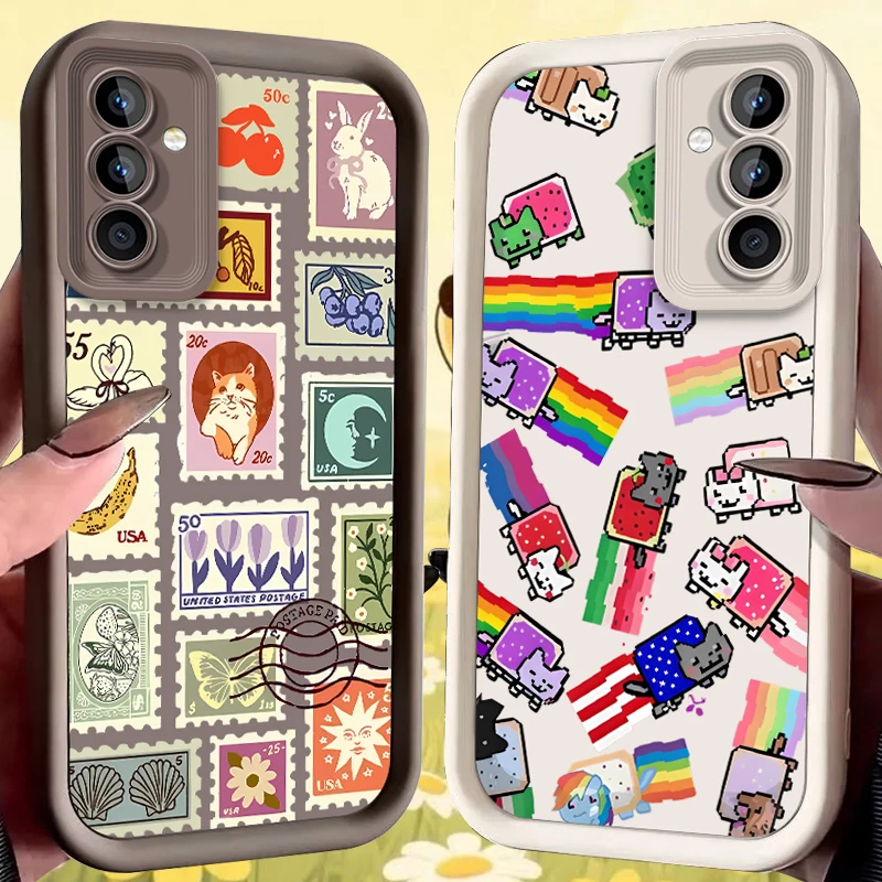 Various Stamp Collage Case for Samsung Galaxy A37 A36 A35 A34 A33 A32 A26 A24 A23 A17 A16 A15 A14 A13 A12 4G 5G A07 A06 Cover