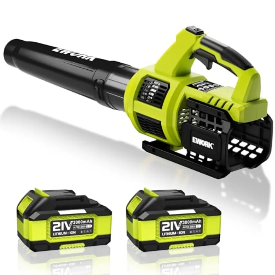 

21V Cordless Leaf Blower Powerful Turbo Mode and 550 CFM 2×3.0Ah Batteries and Fast Charger Lightweight Electric Leaf Blowers f
