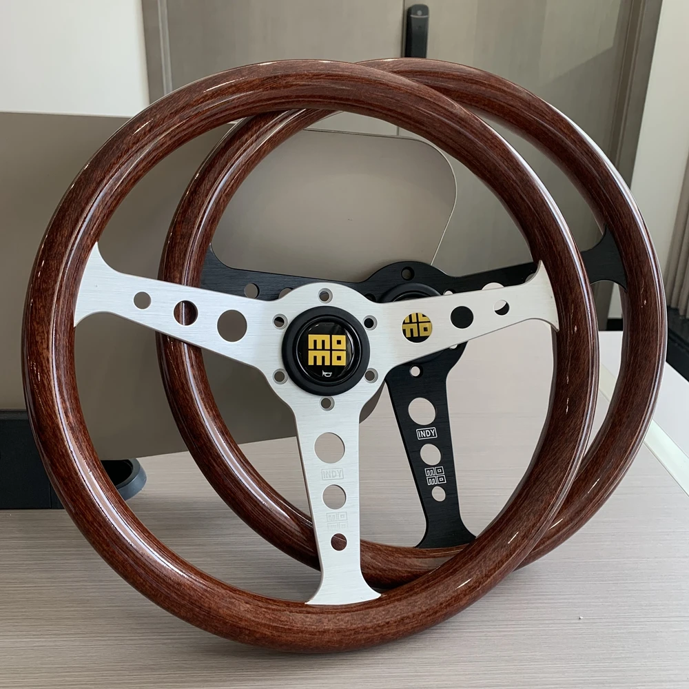 Universal 14Inch Classic MOMO Indy Heritage Steering Wheel Car JDM Racing ABS Wood MOMO Steering Wheel Volantes For VW TOYOTA