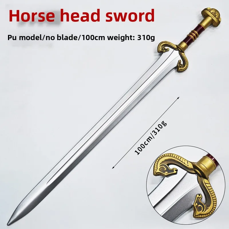 100 cm/33.37in Paardenhoofd Zwaard Katana PU Wapens Game Randapparatuur Model Cosplay Props Praktijk Party Ornamenten Speelgoed Vriendje gift