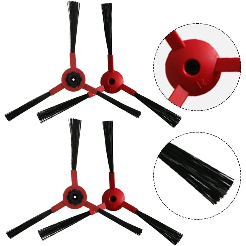 الترويج! 4 قطعة قطع غيار فرشاة جانبية لـ JIAWEISHI D520/360 C50/Airrobo P10/ Haier HSR ملحقات المكنسة الكهربائية