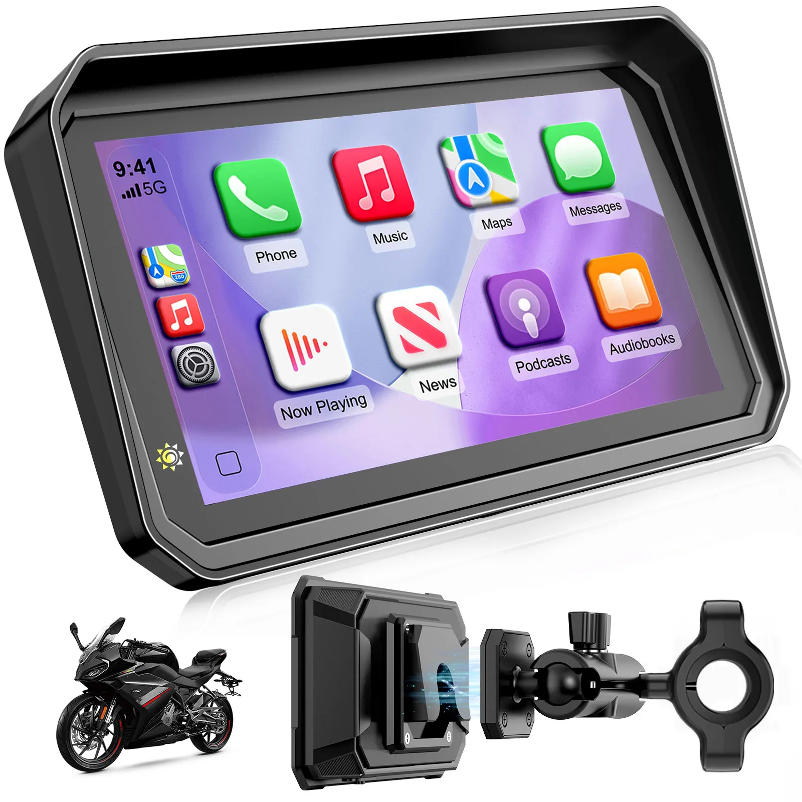 

Motorcycle 6.0 Inch Display Carplay Motorcycle Navigation Portable Digital Dashboard Motorcycle Android Car Waterproof BT Displa
