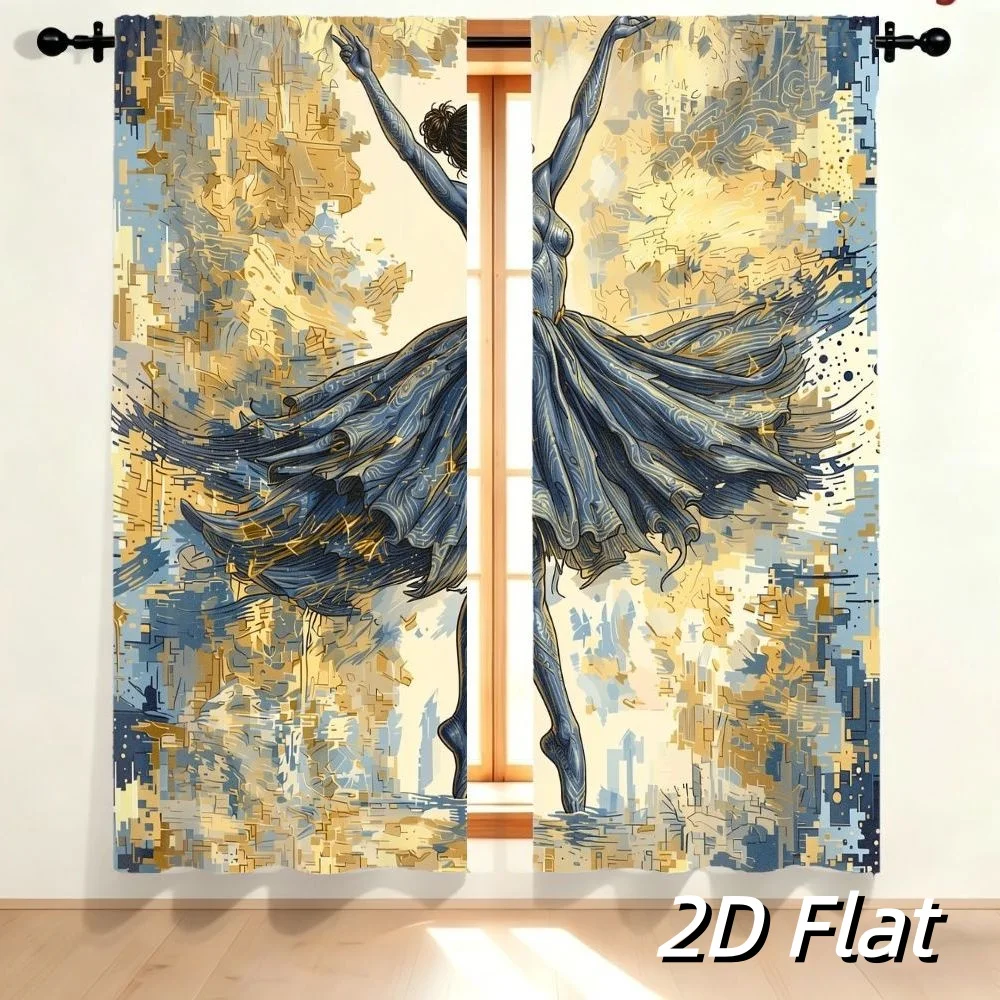 Abstract Dancing Woman Art Curtain Panel for Modern Home Decor Sunlight Filter Window Treatment