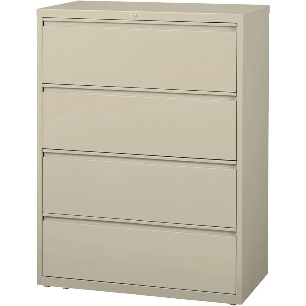 4 drawer transverse filing cabinet, design features core removable lock, full-width tension, ball bearing sliding suspension