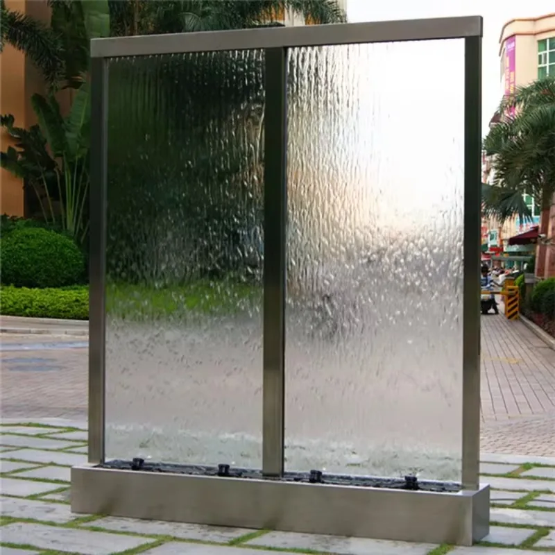 Garden floor standing waterfall fountain and glass water feature water wall