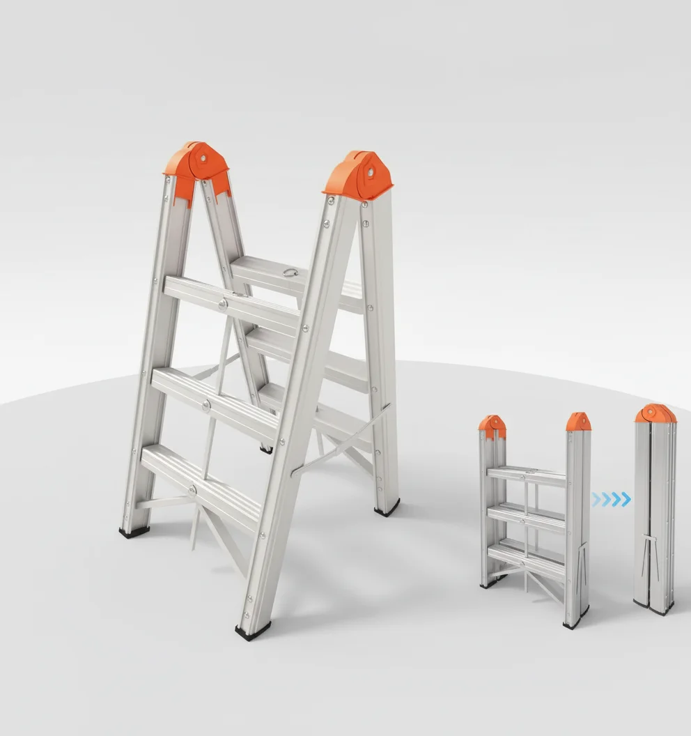 Escalera plegable de aluminio con estructura en A de 3 escalones, taburete plegable con pedal antideslizante, certificación EN131, capacidad de 330 lb