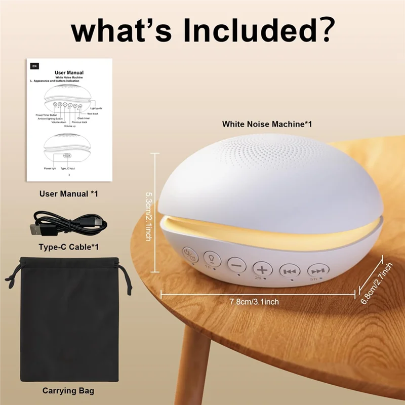 

A10R Portable White Noise Machine Portable Sleep Sound Machine With26 Soothing Sounds Andnight Lights Sound Therapy Forhome, Tra