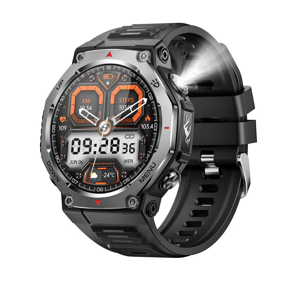 

New for Huawei Xiaomi Military GPS Smart Watch Men Flashlight Compass Waterproof Outdoor Sport Tracker Bluetooth Call Smartwatch