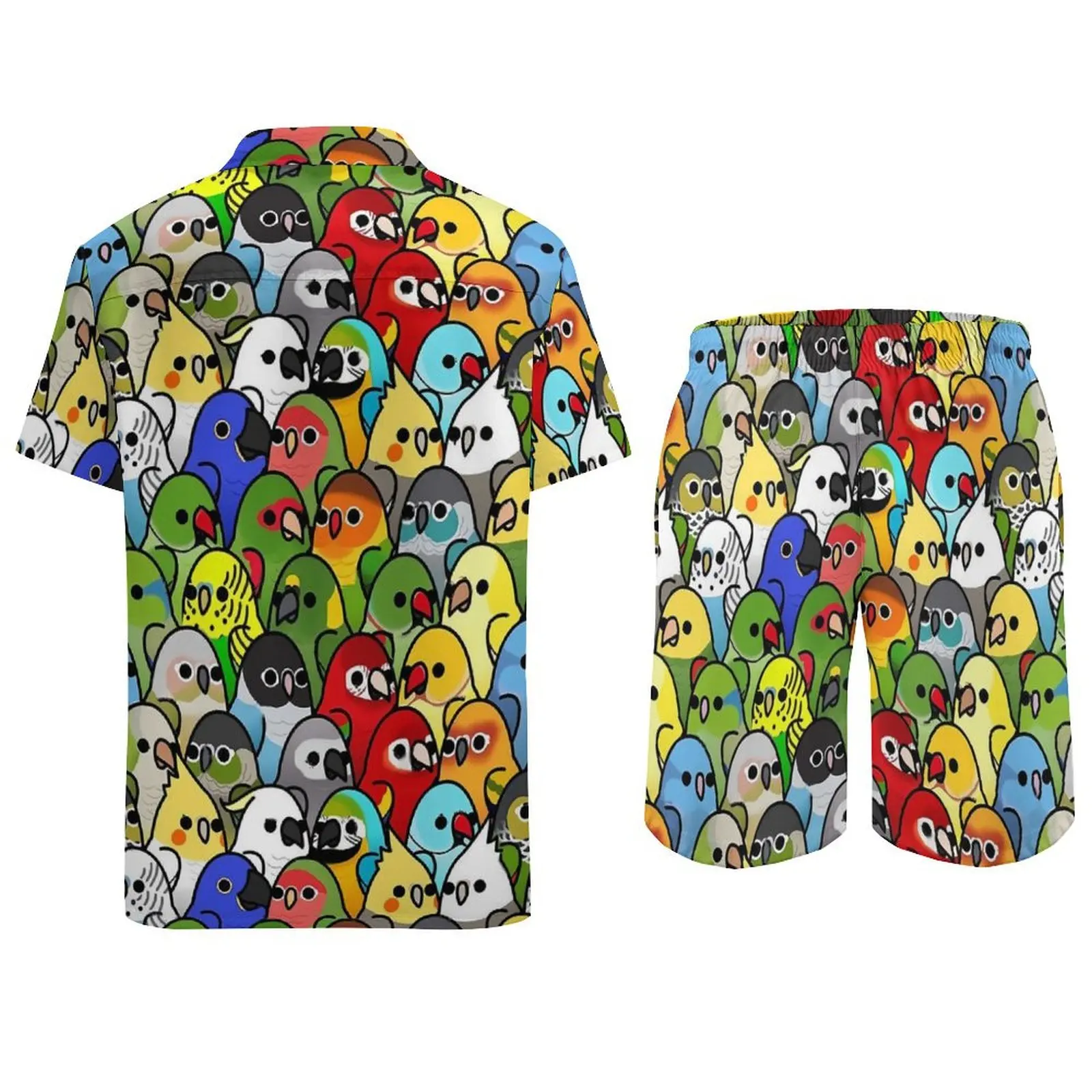 Ensembles de chemises classiques pour hommes Bird Squad, vêtements respirants, shorts décontractés, manches courtes trempées, vêtements d'été vintage, vacances, trop d'oiseaux